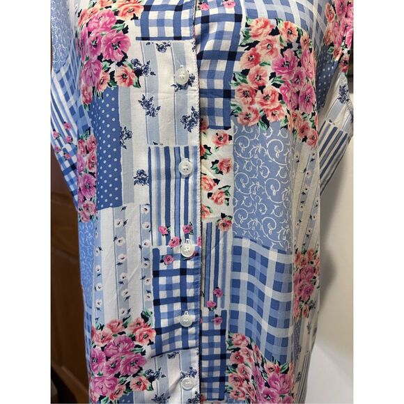 Crazy Horse by Liz Claiborne Sleeveless Button Up Floral Print Blouse Size XL - Picture 3 of 8